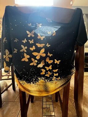 Black Denim Jacket with Yellow Star Detail